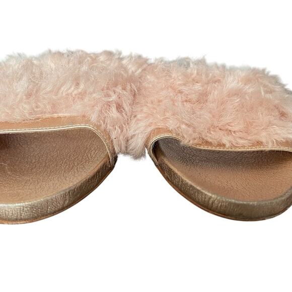Loeffler Randall Domino Shearling Sheep Fur Flat Slide Sandal Pink/Rose Gold 9.5 - Picture 6 of 9